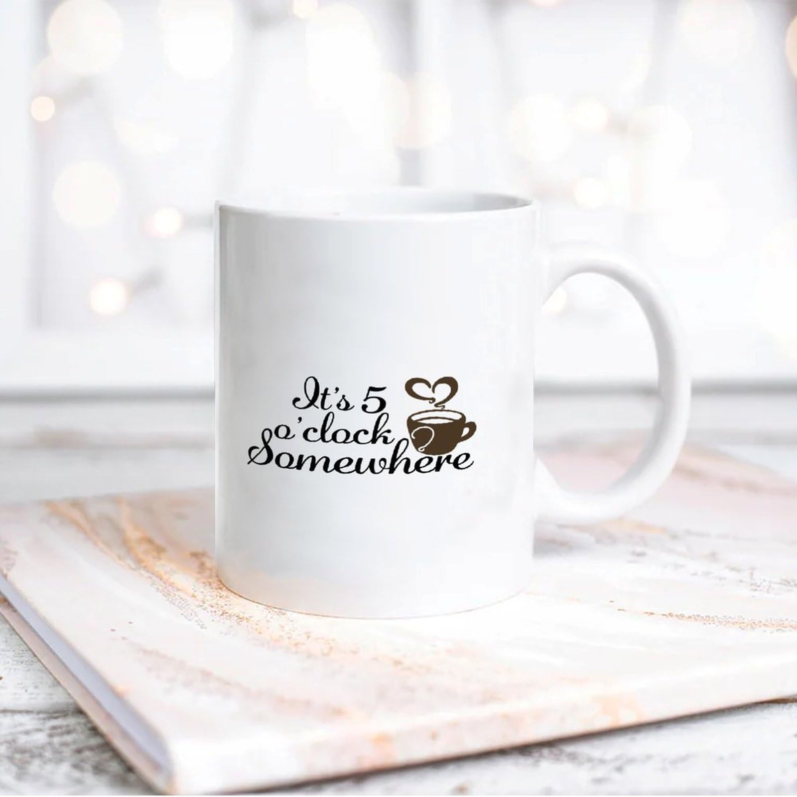 Yelolyio Ceramic Mug It's 5 O'clock Somewhere Coffee Mug Saying Quotes Mockup Coffee Mug Mockup Coffee Mug Porcelain Mugs for Coffee, Tea and Milk 11oz