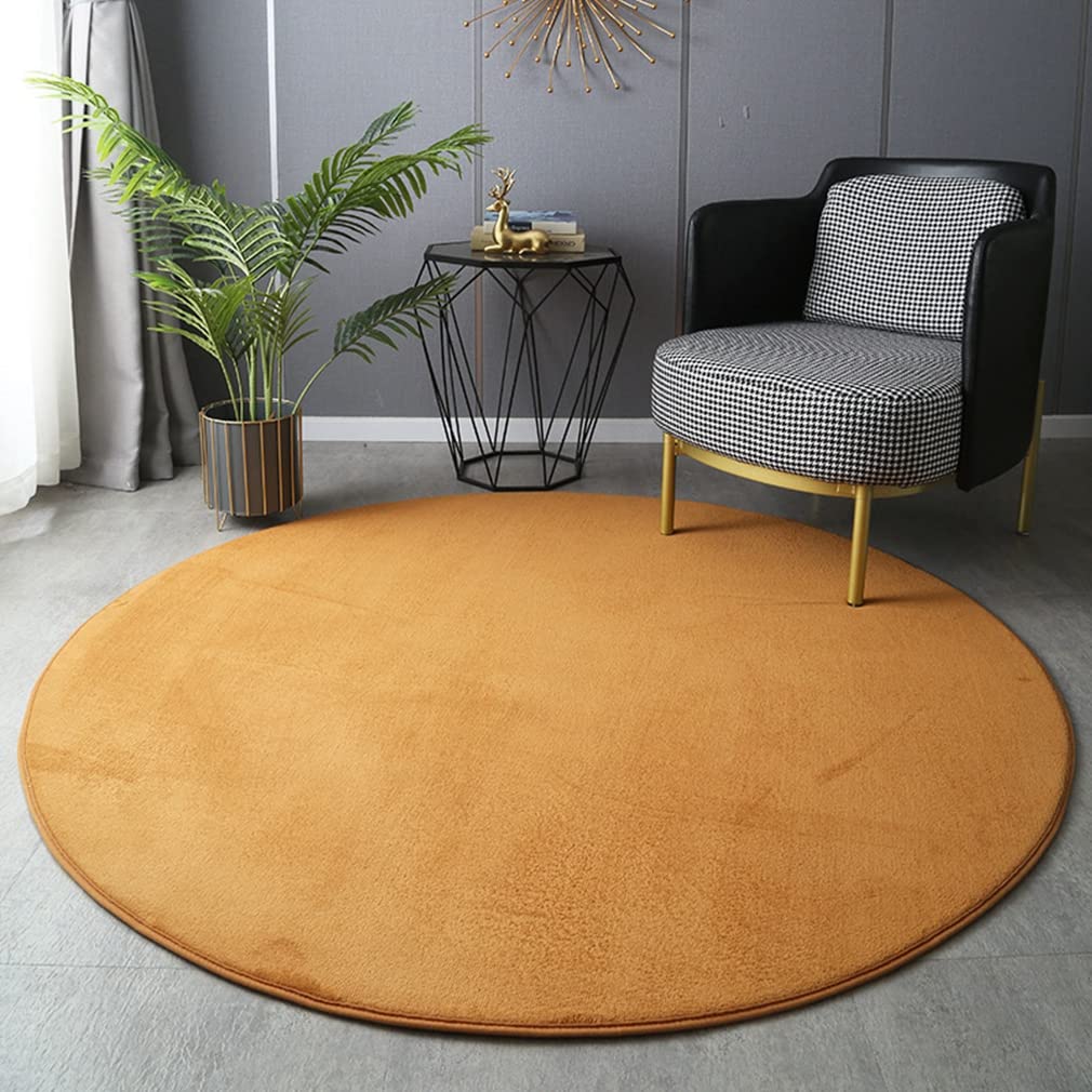 LIKETN Solid Round Area Rugs Ultra Soft Cozy Living Room Bedroom Coral Fleece Non-Slip Carpet Bathroom Mats Circular Modern Home Décor Runners Indoor