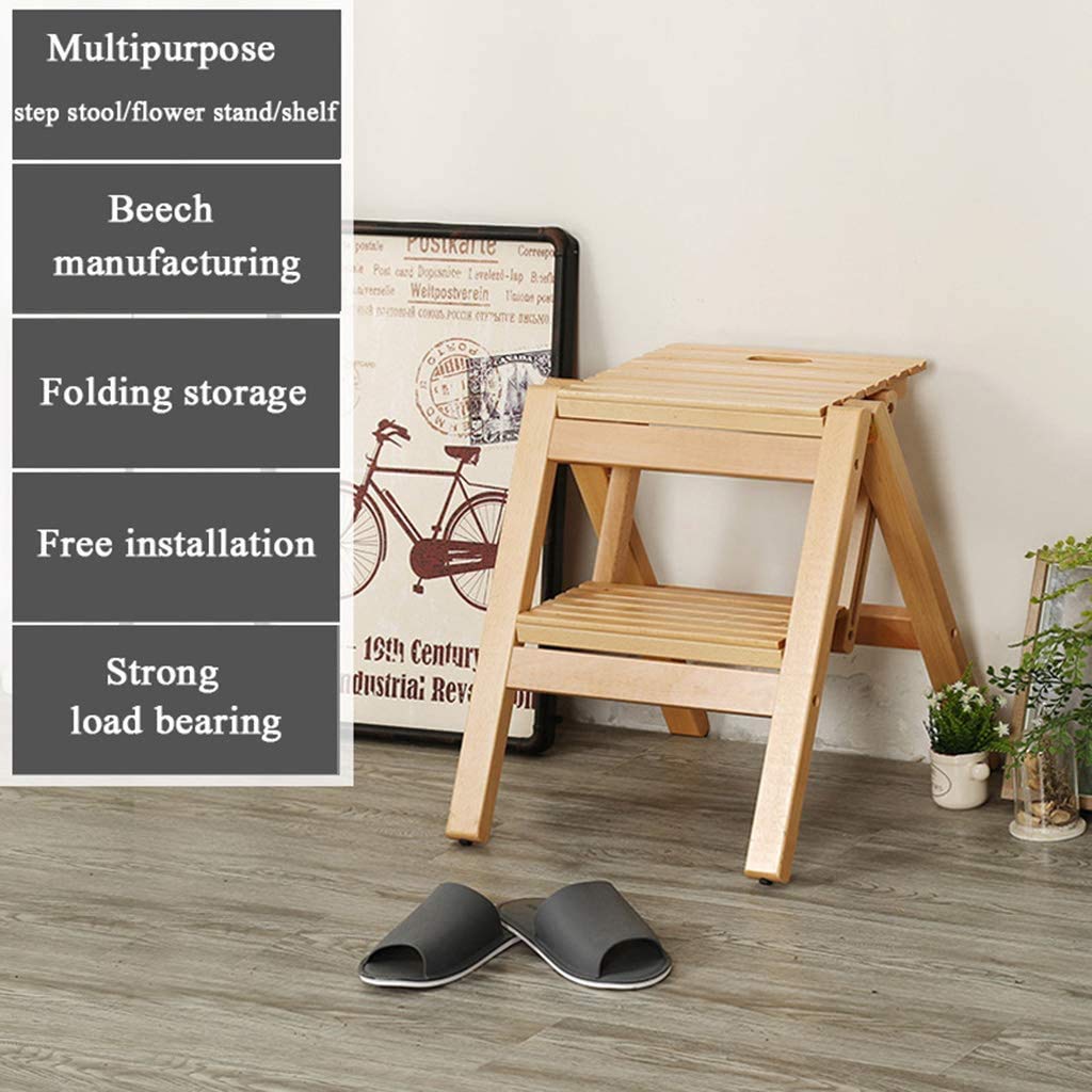 Taburete de Cedro para bañera, Taburete de Madera de 2 Niveles con Pedal, Escalera de 2 peldaños, Escalera para ventanal, escalón de baño con Alfombrilla (Color: Café)