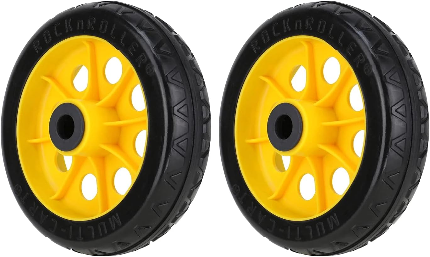 Rock-N-Roller R-Trac Rear Wheel 2-Pack, 8" x 2" No-Flat Pair of wheels for R6 & R8 Multi-Carts, Offset Hub