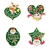 Christmas Brooch Pins for Backpacks 4PCS Cute Brooches Backpack Pins Set Santa Elk Merry Christmas Decorative Pins for Christmas Clothes Bags Hats DIY (4pcs Christmas)