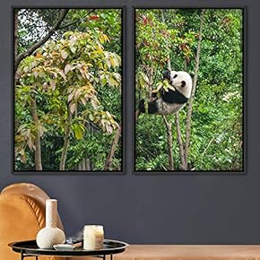 signwin 2 Piece Framed Canvas Wall Art Panda...
