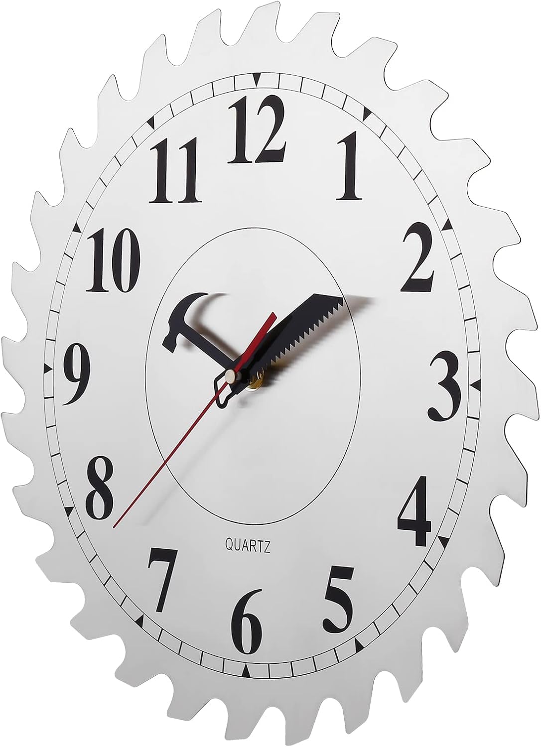 12 Inch Metal Wall Clock with Circular Saw Blade Dial, Handsaw and Hammer Pointer,Great Decor for Home,Workshop and Man Cave