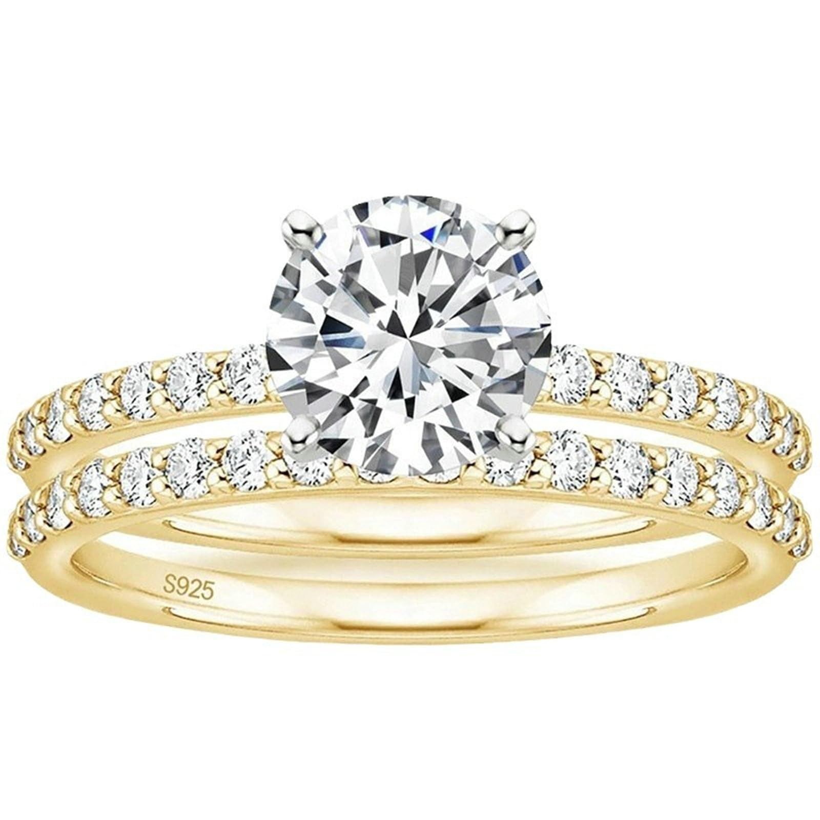 Anillo de plata de ley 925 para mujer, anillos góticos punk, apilables, 4 puntas con circonita de 7 mm