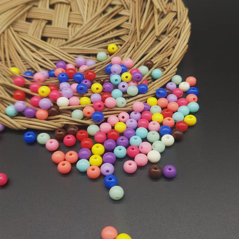 100pcs/lot 6mm Acrylic Spacer Round Loose Beads Candy Color Beads DIY Necklace Bracelet Jewelry Making Accessories - (Color: Color 11)