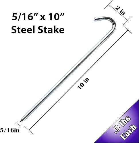 Miniatura 2 de Estacas de acero para tienda de campaña de alta resistencia, estacas de metal para anclar inflables comerciales, toldo de campamento al aire libre,