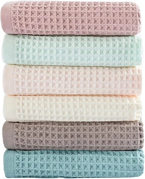 vfaejll 6 Pack Waffle Weave Dish Cloths, 13x13 Inch 100% Cotton Kitchen Towels for Washing Dishes - Super Absorbent, Quick Drying Dish Rags (Mixed Colors)