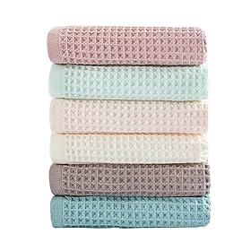 vfaejll 6 Pack Waffle Weave Dish Cloths, 13x13 Inch 100% Cotton Kitchen Towels for Washing Dishes - Super Absorbent, Quick Drying Dish Rags (Mixed Colors)