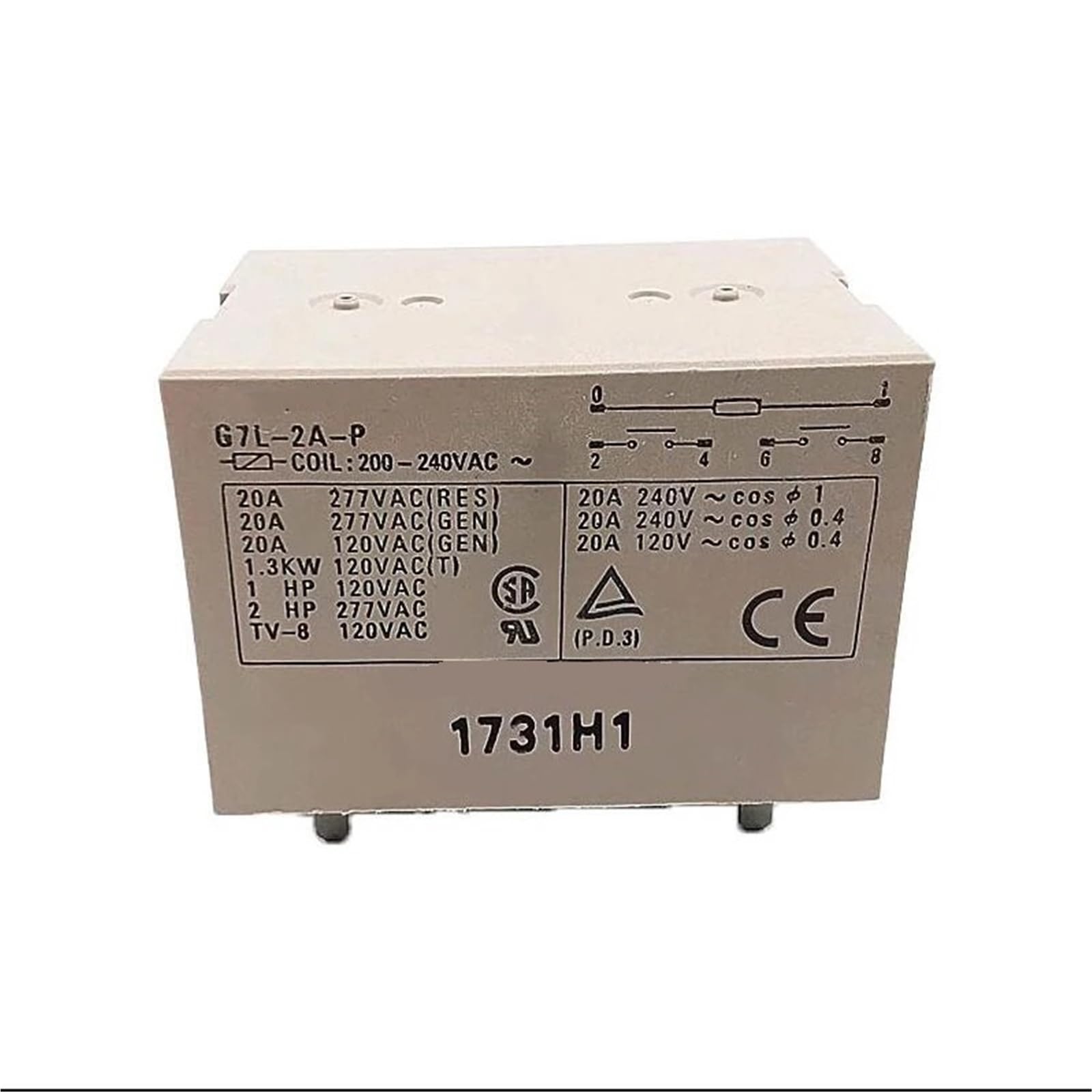 NWPNLXEA 220V 240V 220-240V Relay G7L-2A-P G7L 2A P G7L2AP High Power Relay 220-240VAC 220VAC 240VAC 20A 6PIN(2PCS)