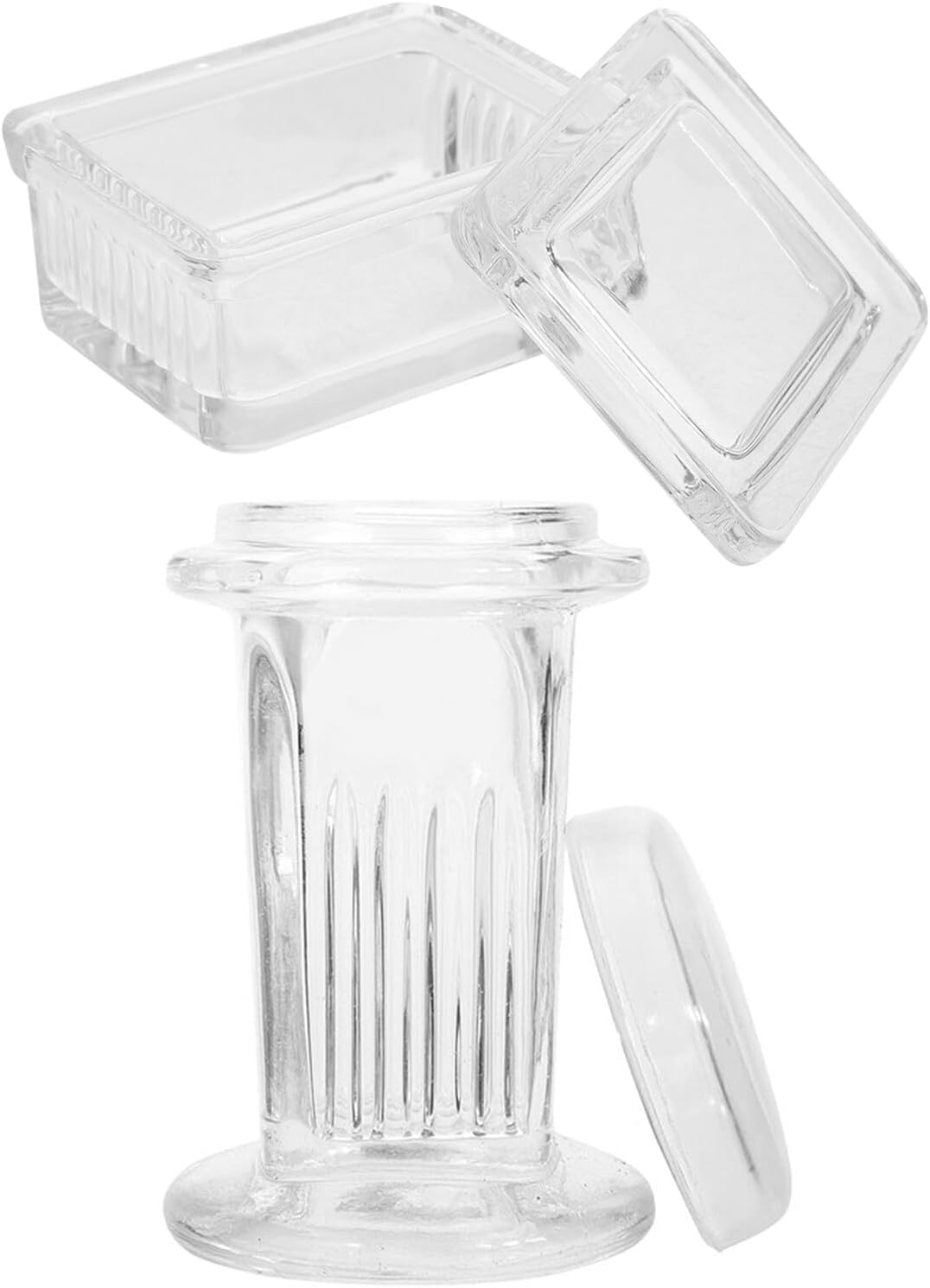 CLISPEED 2pcs Glass Staining Jar Set for Microscope Slides Laboratory Glass Coplin Jar with Lid 85ml 120ml Capacity for Lab Microscope Supplies