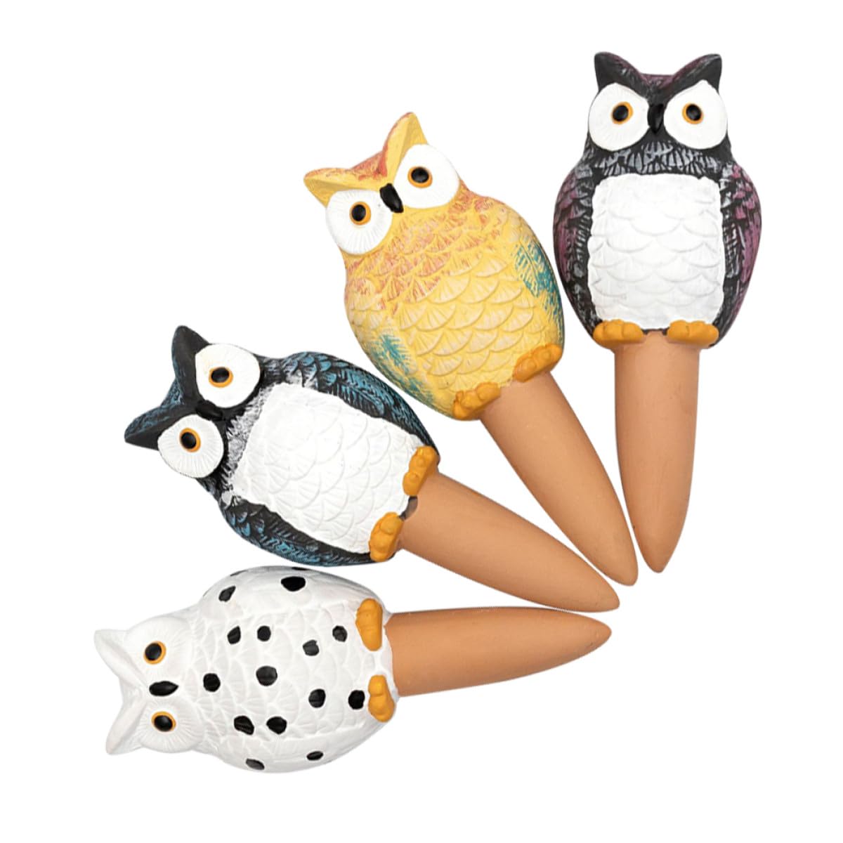 Arroseur Automatique Hibou 210ml en Terre Cuite, Lot de 4 pour Plantes