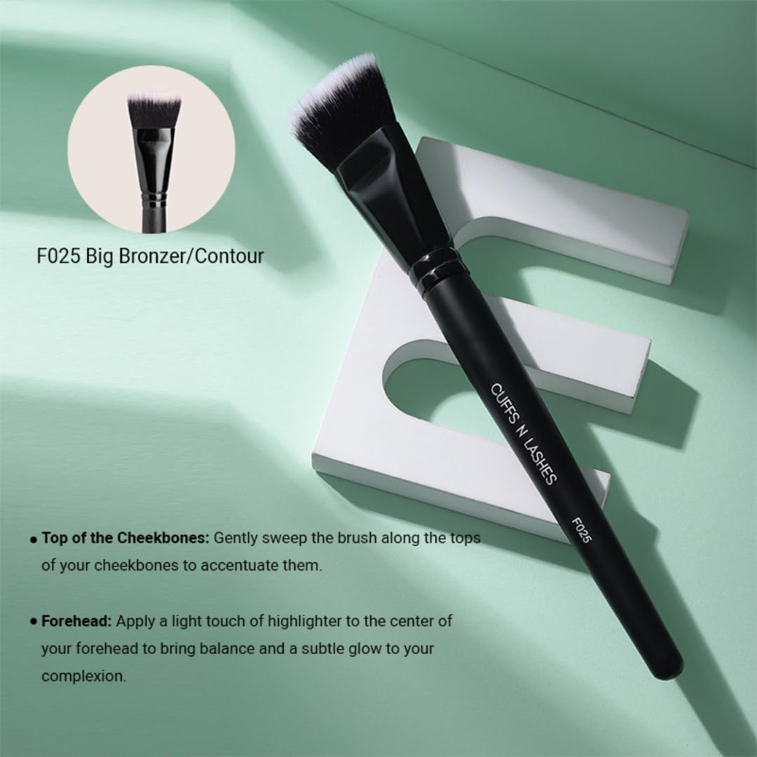 Cuffs N Lashes F025 Big Bronzer &Contour Brush | Large Fluffy Makeup Brush for Bronzer Blush &Contour | Ultra-Soft Bristles | Professional Blendability | Cruelty-Free | Handmade in India - Image 2 thumbnail