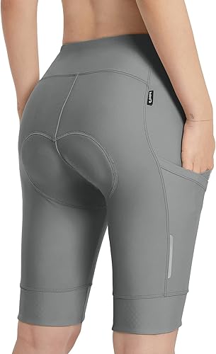 baleaf Pantalones cortos de ciclismo para mujer, con acolchado 4D, bolsillos para bicicleta de carretera, cintura ancha, UPF50+
