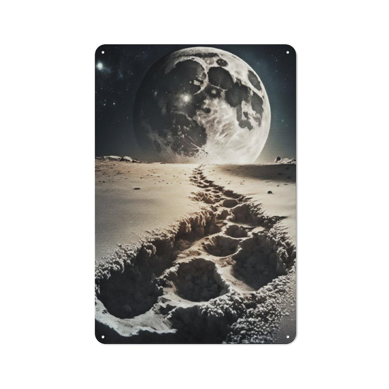 Junmoney Trail To The Moon Vintage Metal Sign 30X20cm For Workshop Wall, With Clear Vintage Wall Decor Character