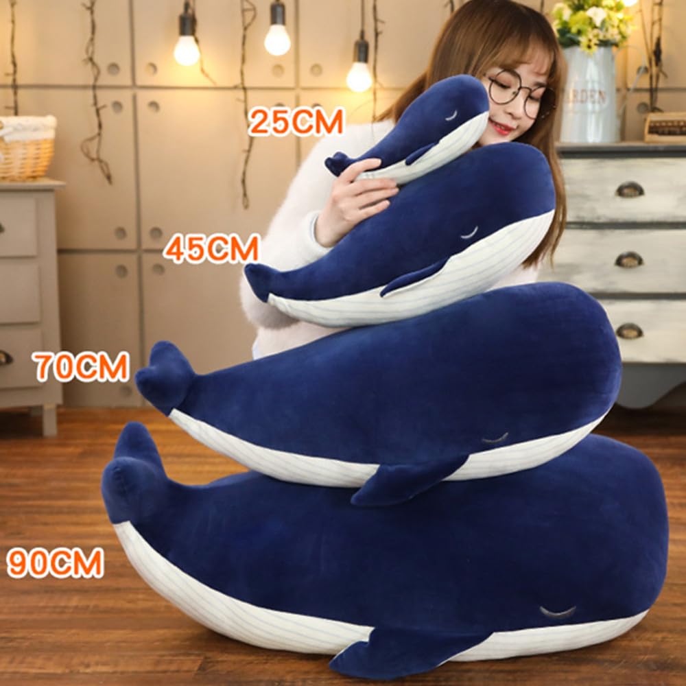 MAIPAI Cute Whale Stuffed Animals Plush Pillow,Soft Kawaii Blue Whale Plush Toy,Cotton Plushies Pillows Doll for Kids Plush Figure Gift (Blue 25cm) - Image 3