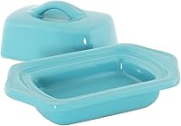 Vista 2 de Chantal Mini plato de mantequilla de cerámica azul aguamarina de 5 pulgadas