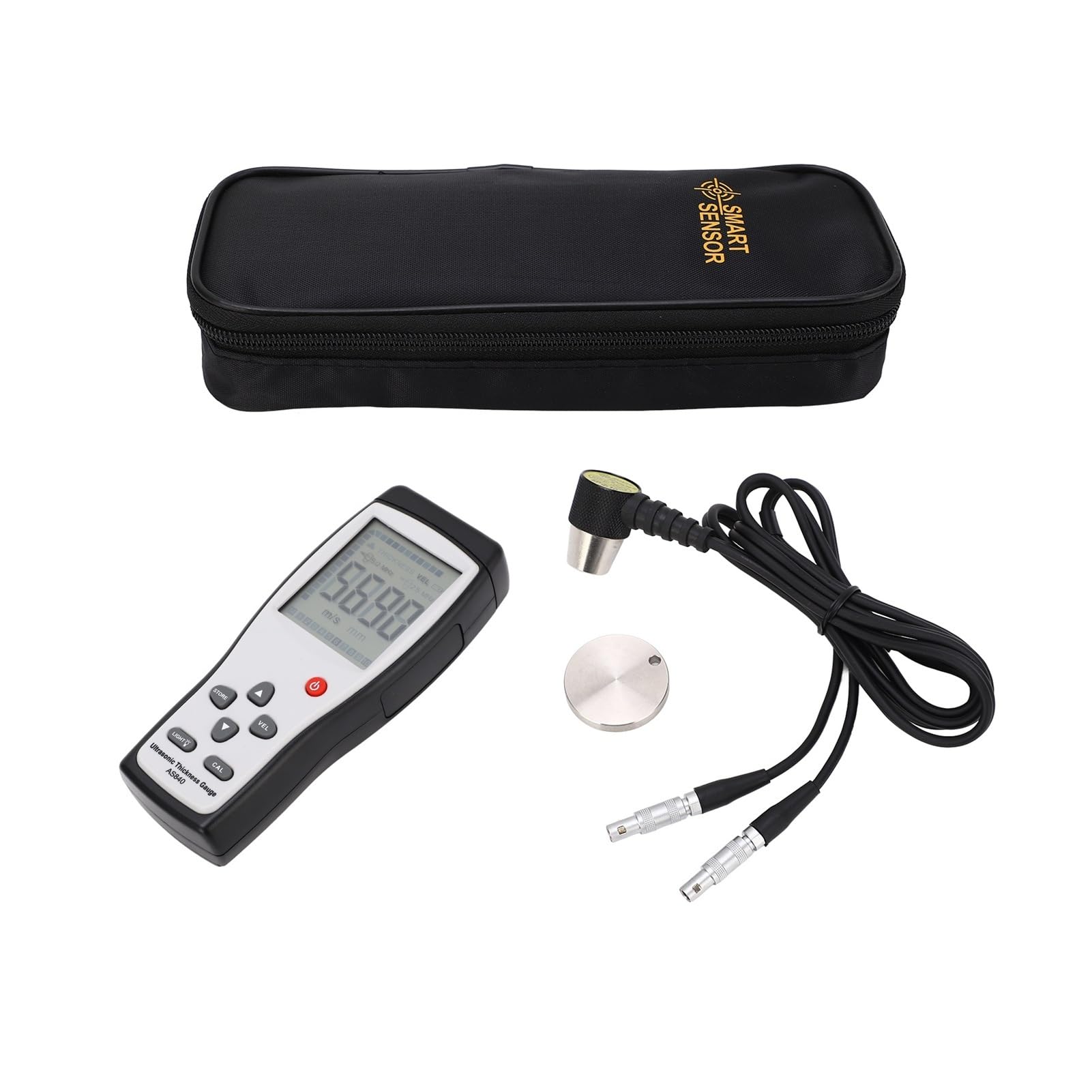 Medidor de espesor ultrasónico digital, medidor velocidad del sonido, comprobador profundidad metales, acero, plástico, vidrio, PVC y tuberías Con calibración automática
