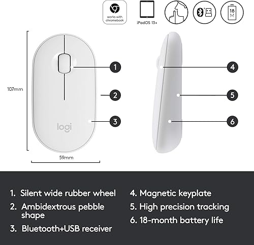 Miniatura 5 de Logitech Ratón Bluetooth inalámbrico delgado para Mac - Blanco