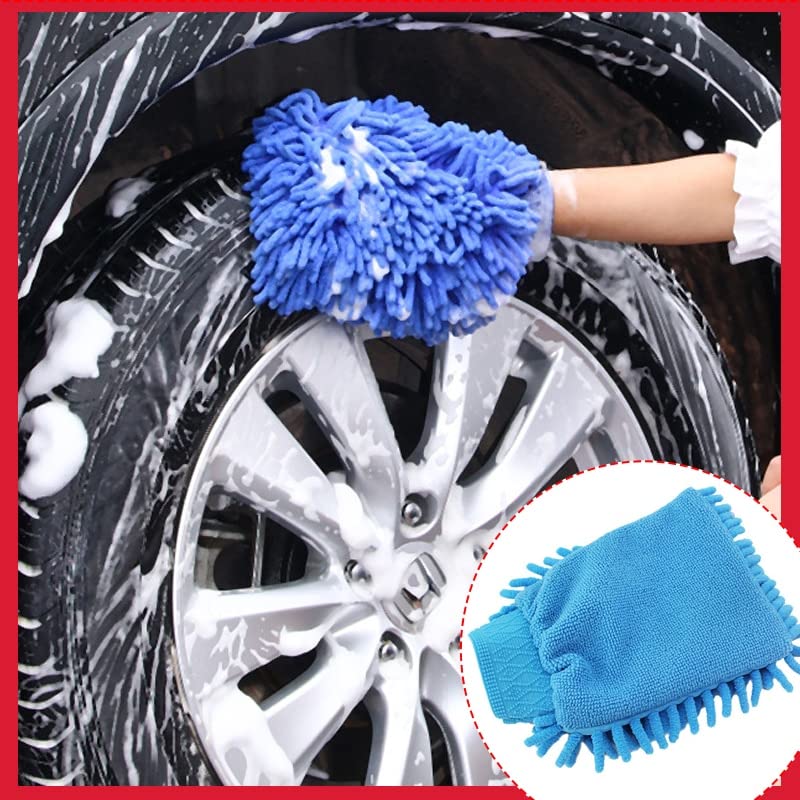Guante de lavado de coche, guante de lavado de coches, guante de lavado de autos de chenilla coral guantes de microfibra suave para limpieza de coche, guante de paño de cera (color: verde