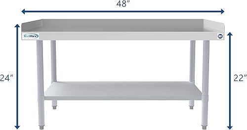 Miniatura 4 de KoolMore EQT-163048 Soporte de equipo comercial de acero inoxidable calibre 16 soporte de plancha resistente de 30 x 48 pulgadas con estante inferior