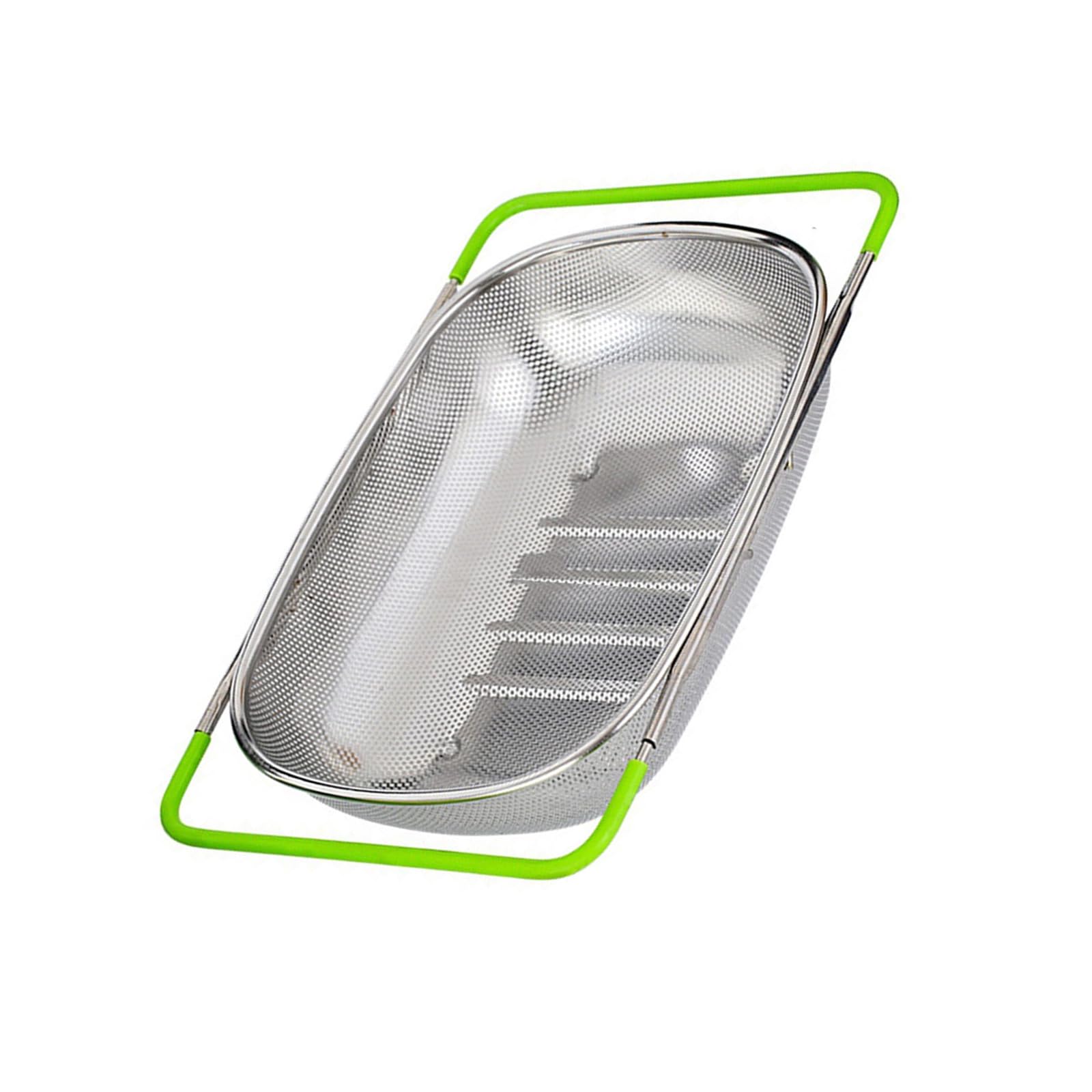 Kitchen Over Sink Drain Basket, Extendable Stainless Steel Colander Basket for Rinsing Produce and Daily Meal Prep Expandable Sink Produce Rinse Holder Prep Drain Rack Kitchen Colander Tray Oval Wash