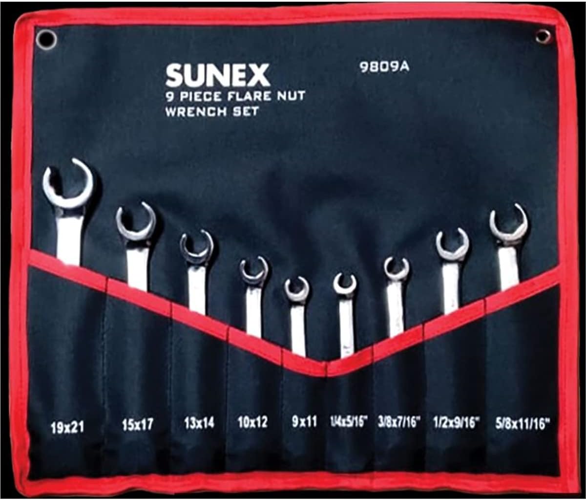 Sunex (SUN9809) 9 Piece SAE and Metric Flare Nut Wrench Set