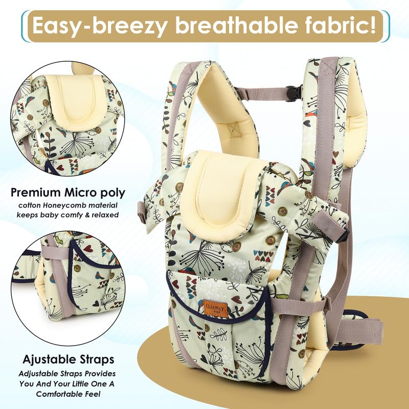 Image of Chinmay Kids Baby Carrier 4 in 1 Carry Bag Baby Carrier Cuddler Air Mash Fabric Baby Carrier, Off-White