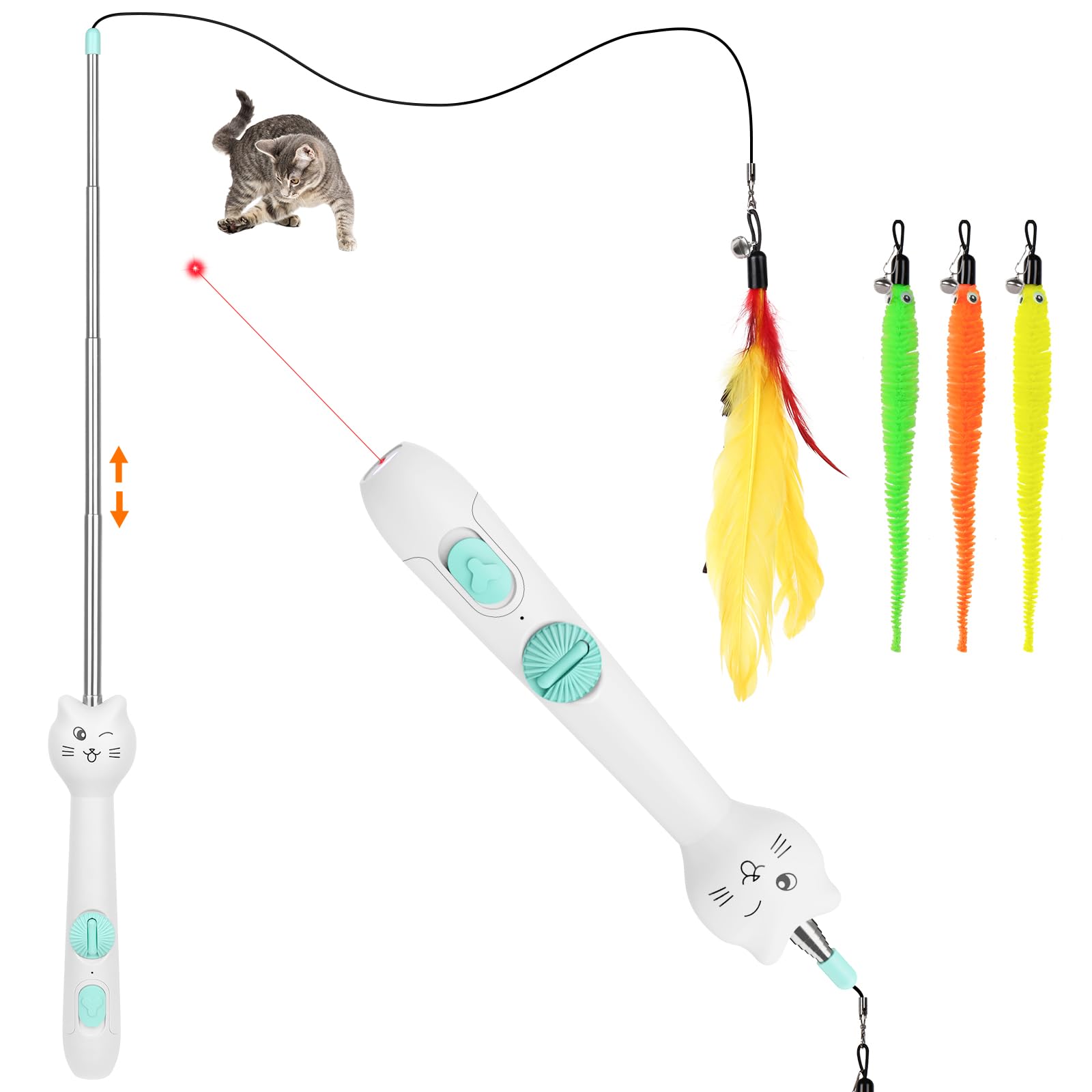 Photo 1 of TBTeek Cat Toys Retractable Pole Wand Toy with Feather for Indoor Cats