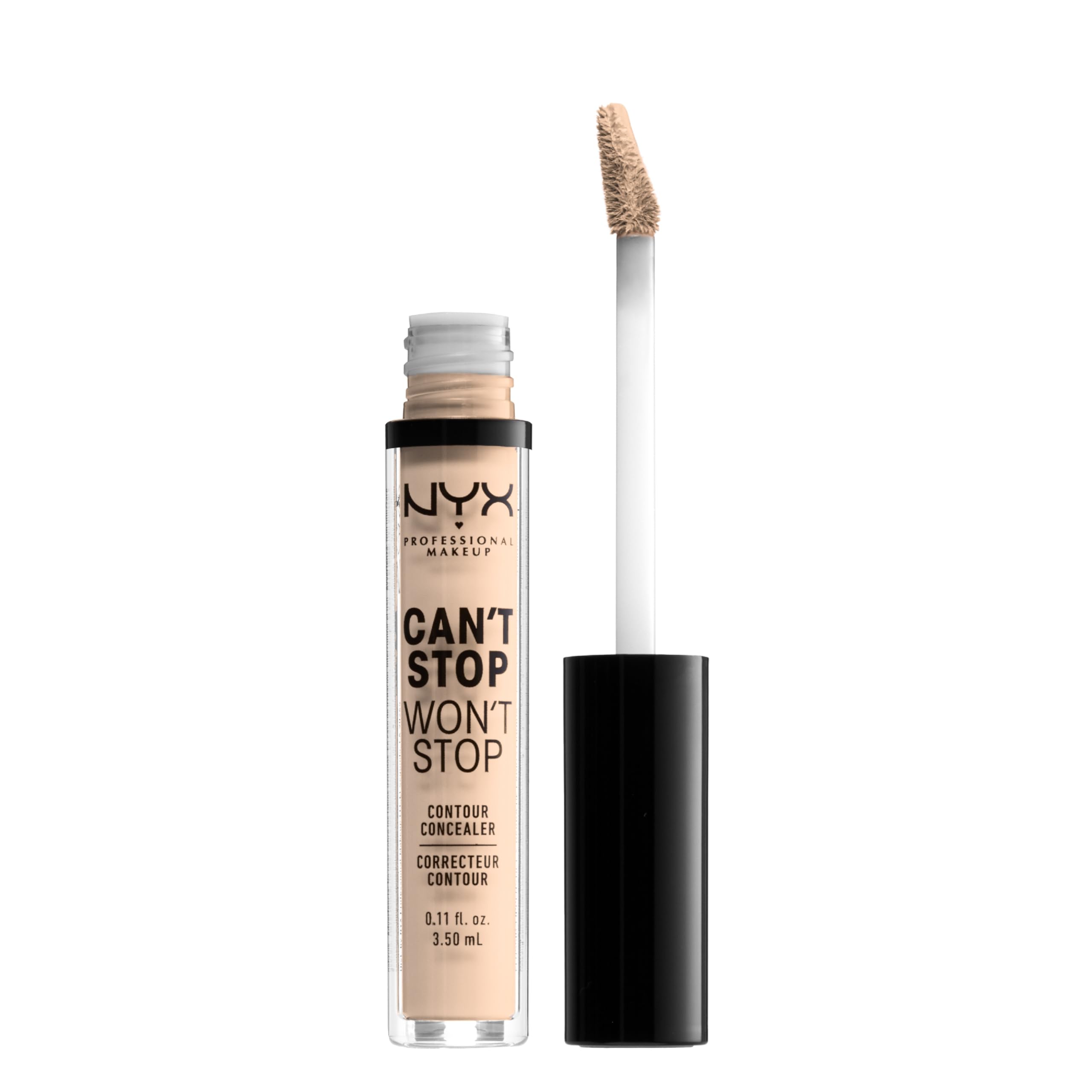 NYX Professional Makeup Can't Stop Won't Stop Contour Concealer korektor do konturowania twarzy w płynie, wodoodporny, kryje niedoskonałości, 04 Light Ivory, 3,5 ml
