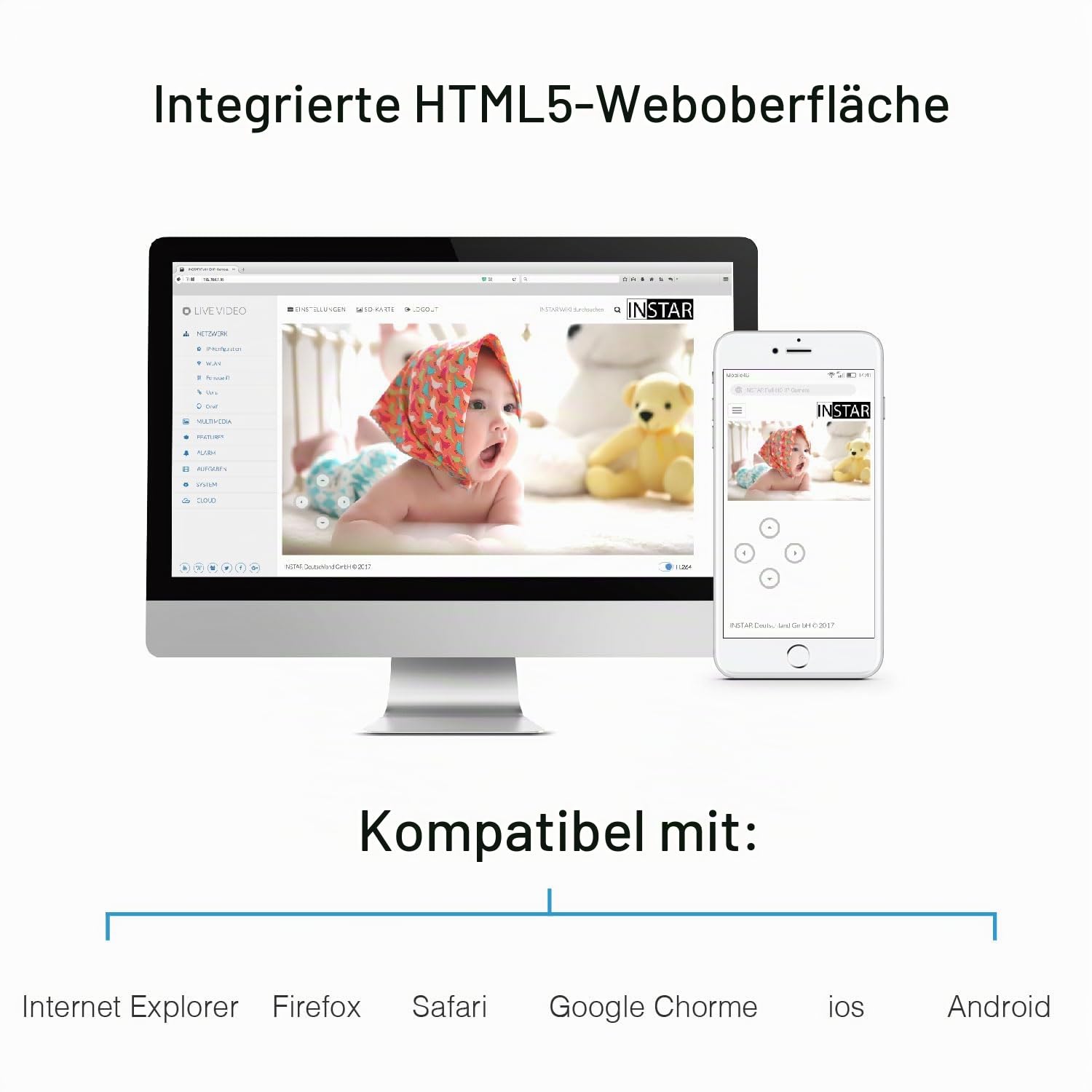 INSTAR IN-8401 2K+ Weiss - LAN/WLAN Überwachungskamera mit KI (AI) - IP Kamera - WPA3-2,4 und 5Ghz WiFi - 2-Wege Audio - PIR - Wärmesensor - Nachtsicht - 940nm unsichtbare LEDs - HomeKit - MQTT