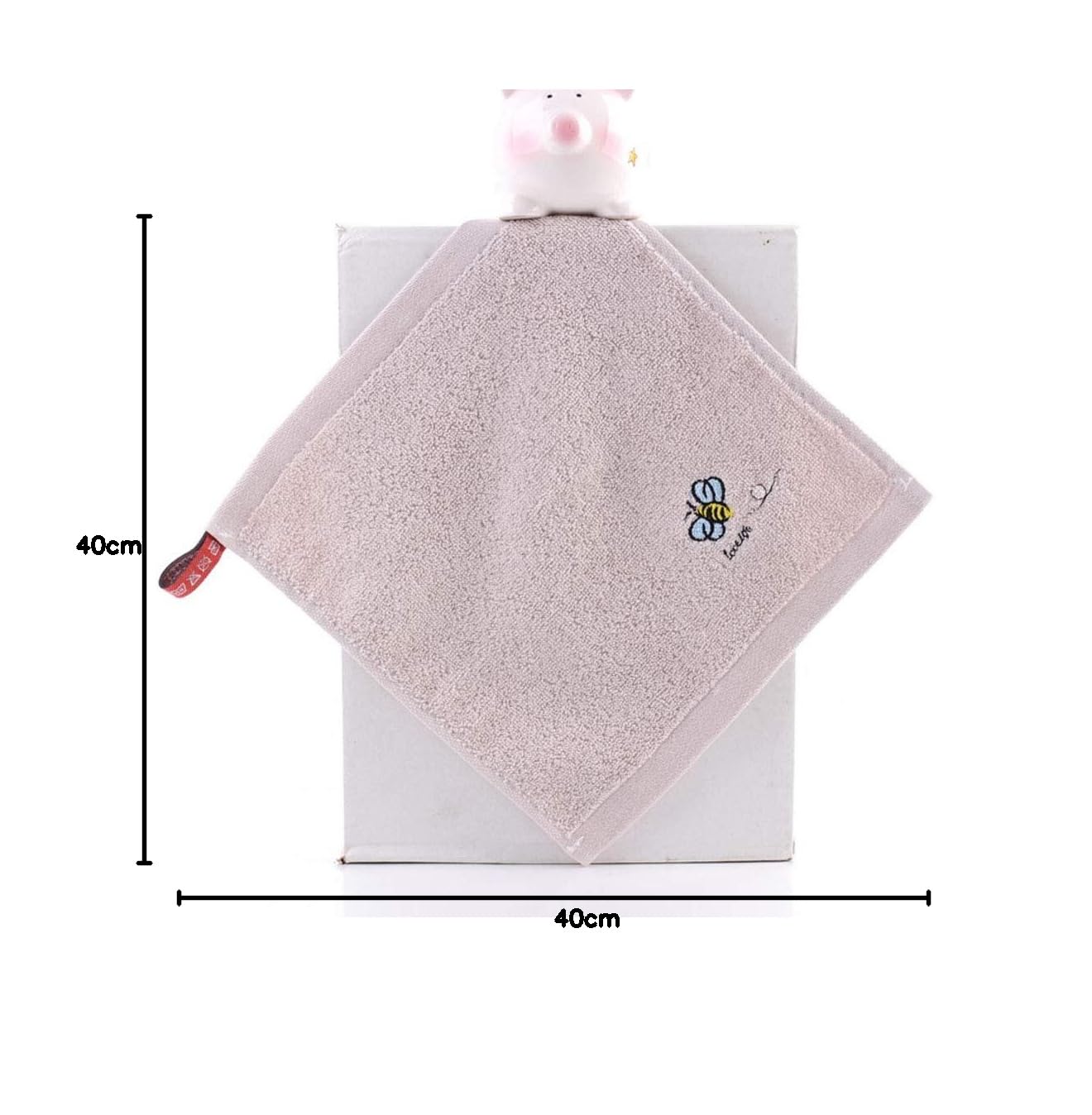 Juego de 4 Toallas de algodón para Invitados, para casa, baño, residencia, Boda, Hotel, 25 x 25 cm, Color Blanco, Rosa, Azul, marrón, Dibujos Animados Bordados