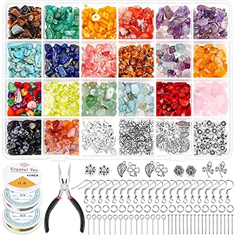 1584Pcs Crystal Jewelry Making Kit, Thrilez Ring Making Kit with Crystal Gemstone Beads, Jewellery Making Kits Adults Jewelry Wire and Earring Hooks for Ring, Earring and Jewelry Making Cover