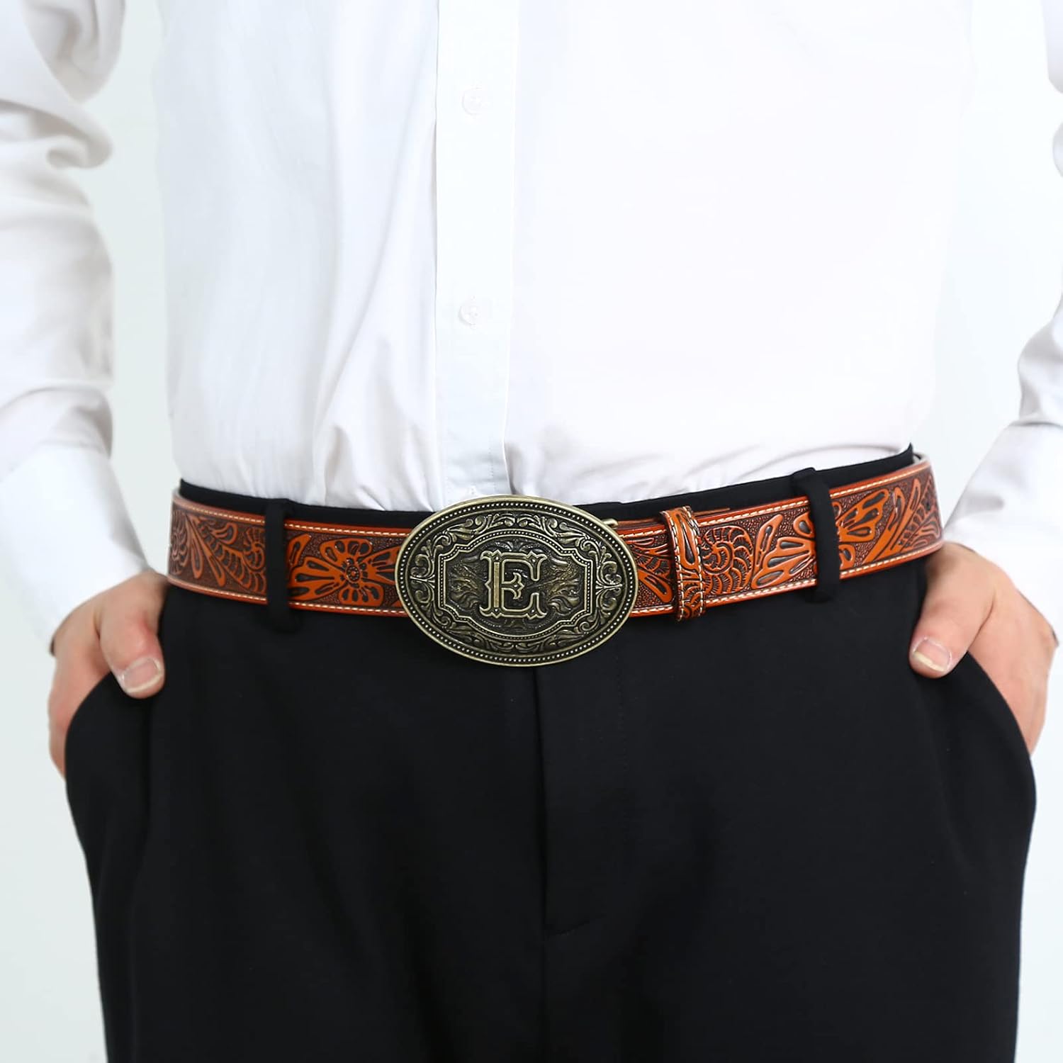 Belt Buckles Men Initial Letters A-Z Western Rodeo Cowboy Cowgirl Belt Buckle for Men Boys Halloween Birthday Party - Image 5