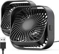 TOPK USB Asztali Ventilátor Szett - 2db Kompakt Mini Ventilátor, 3 Sebességfokozat, 360° Forgatható Fej, Csendes Működés Irodába, Otthonra 1