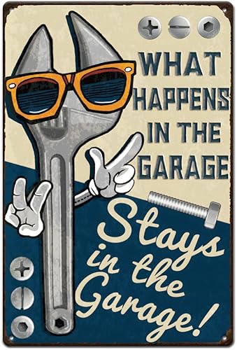 SUPERDANT Letreros de metal retro para decoración de garajes, herramientas de mantenimiento para el hogar, garaje, taller, bares, cafeterías, pubs,