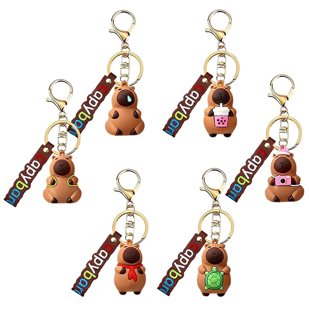 LKNBIF Capybara Keychains, Cute Capybara Pendant Key Ring Cartoon Keychain Backpack Charms, Accessories for Keys and Backpack Decoration Ornament 6pcs