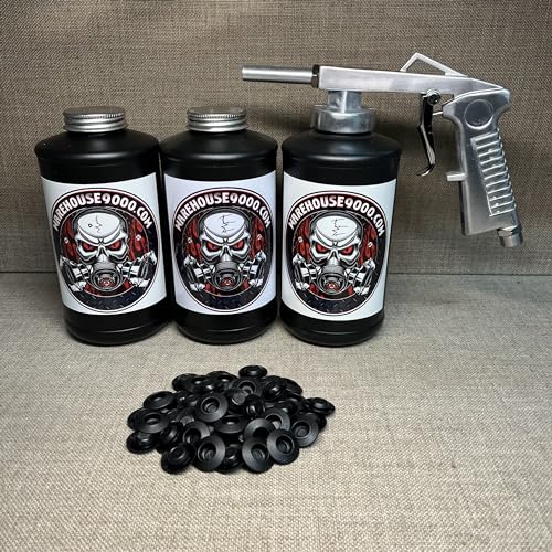Standard Economy Undercoating Spray Gun, 3 Black Quart Bottles, and 50 Rust Plugs