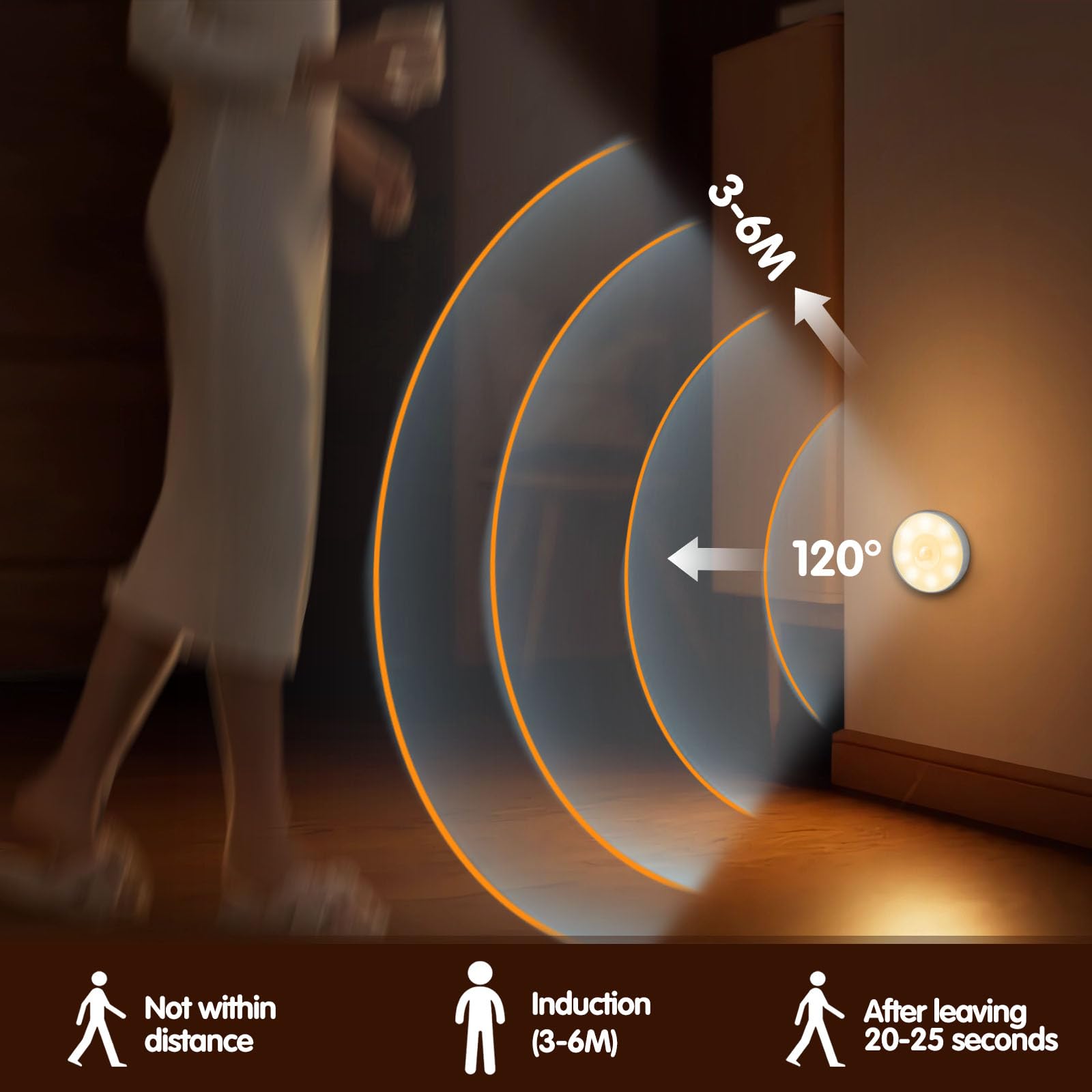 Ddlisu Motion Sensor Lights Indoor, Warm/Cool White, Motion Sensor Cupboard Lights, Smart Stair Lights USB Rechargeable - Image 3