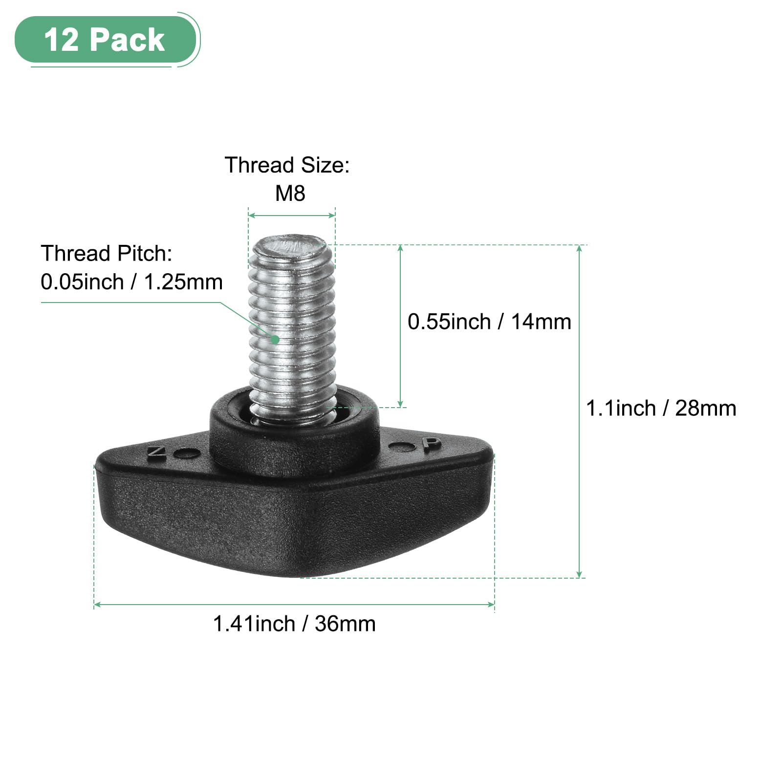 M METERXITY 12-Pack Thumb Screws, M8x14mm Tee Wing Knobs, Plastic T Handles Clamping Knob for Woodworking/Machinery/Equipment - Image 3