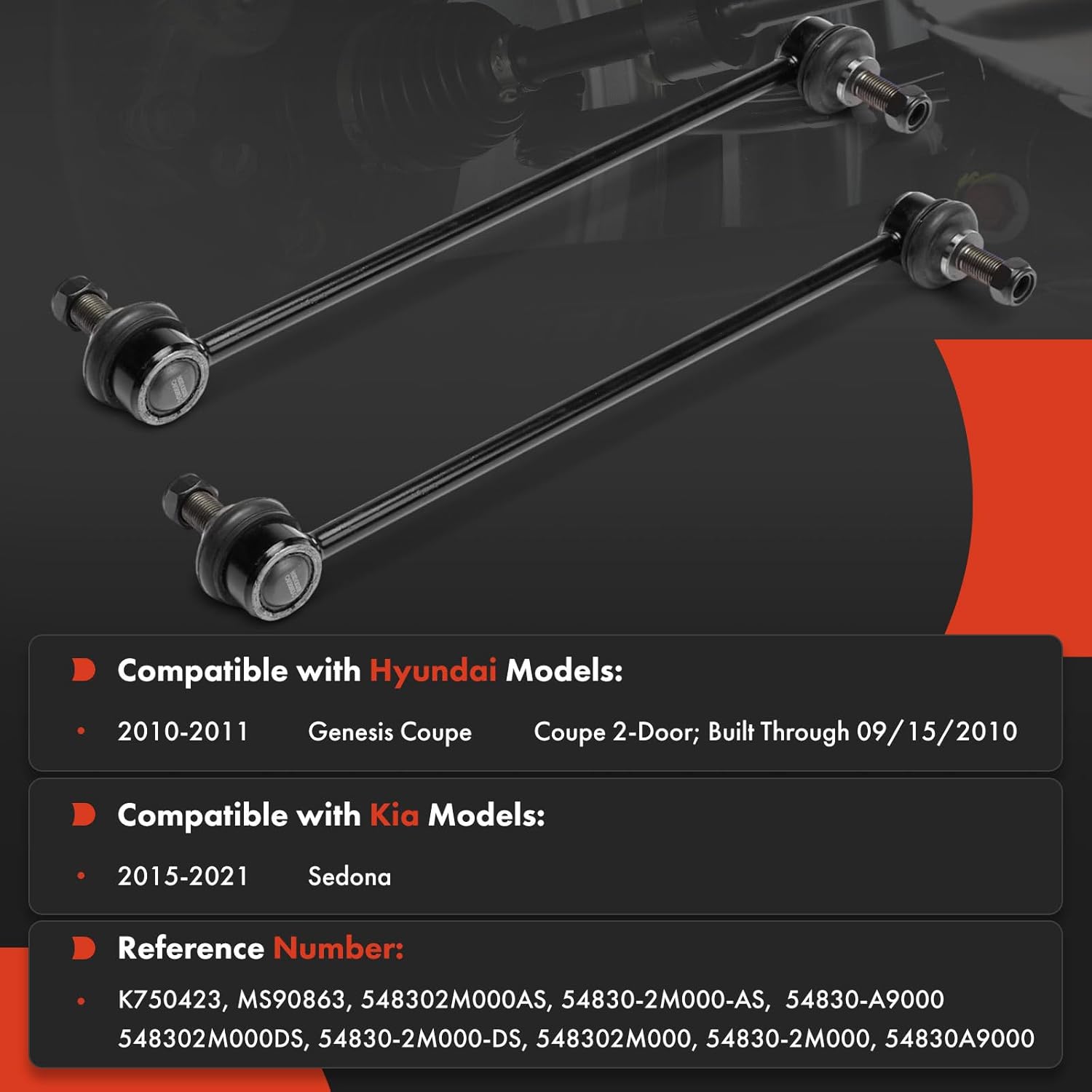 A-Premium 2 x Front Sway Bar Links Stabilizer Bar Links, Compatible with Kia Sedona 2015-2021 & Hyundai Genesis Coupe 2010-2011