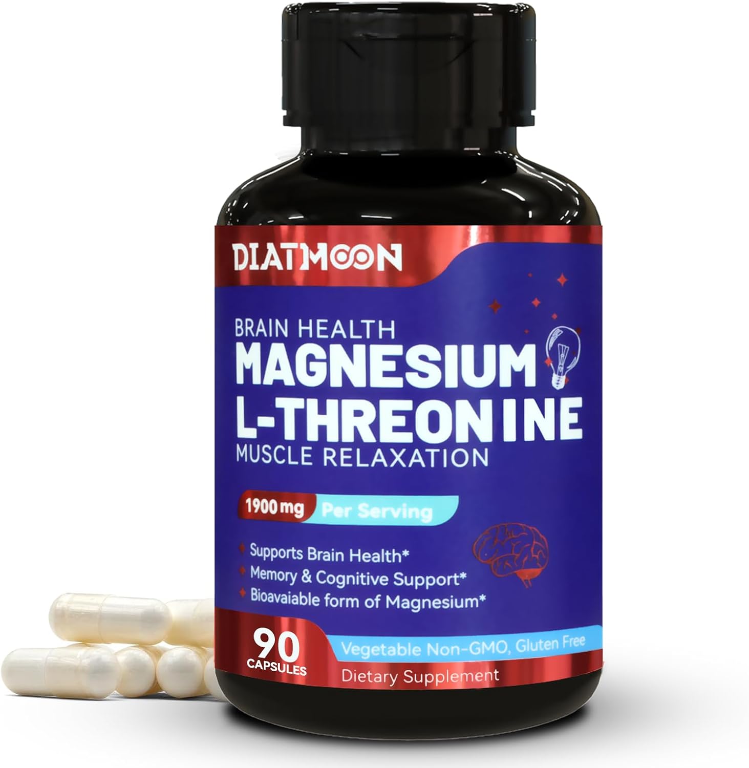 2 Pack Magnesium L-Threonine, High Absorption Magnesium Supplement,1900mg Magnesium Threonine, Gluten Free, 180 Vegan Capsules