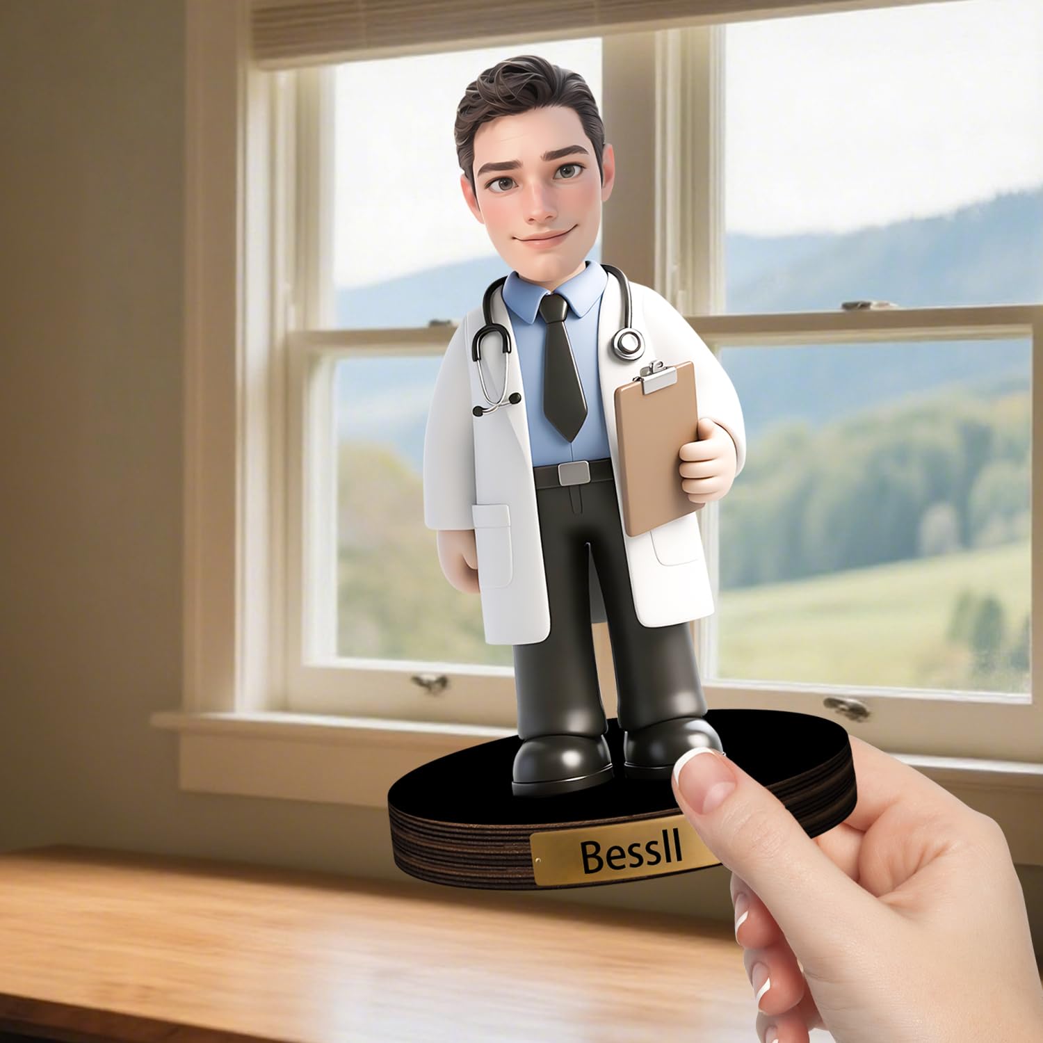 Personalizzato Medico Figurine Trinket Caricatura Ritratto Scrivania Nome Piatto Personalizzato Chirurgo Scrubs Ritratto Scultura Ornamento Placca Acrilica Dottore Apprezzamento Regalo Ufficio Tavolo