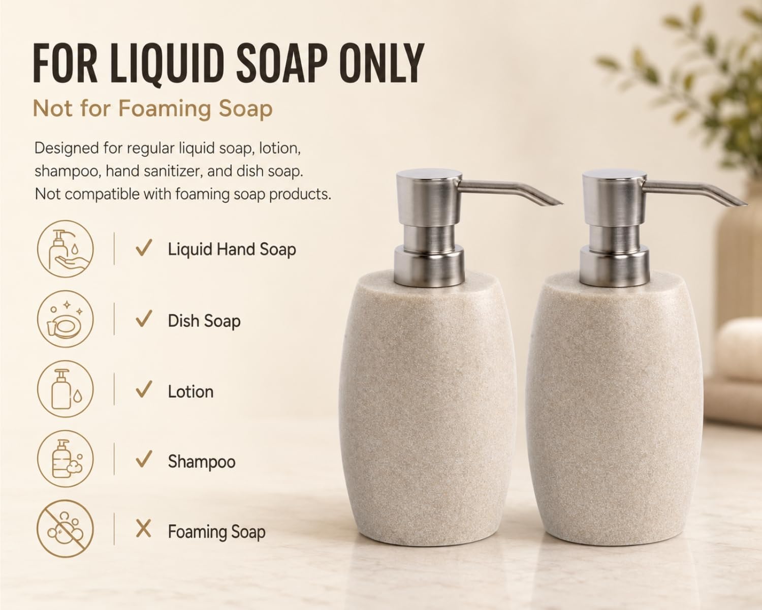 Clasin Home Juego de 2 botellas de loción de polietileno para baño/cocina
