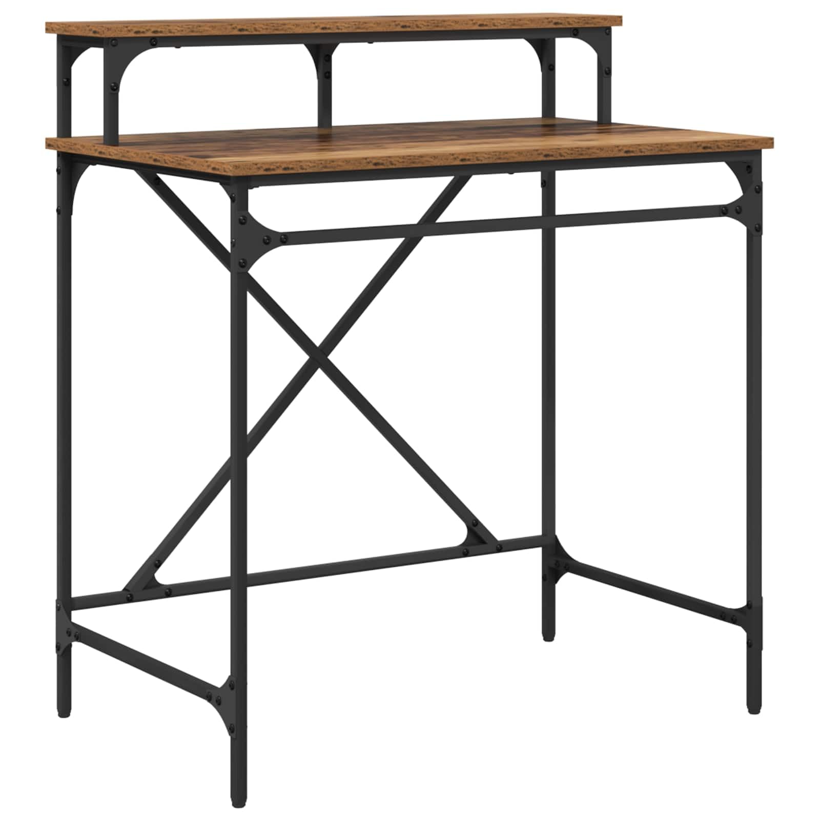 Scrivania Ufficio Stile Industriale con Ripiani 80x50x90 cm | Tavolo da lavoro compatto con scaffali integrati, ideale per ottimizzare lo spazio nello studio o in ufficio.