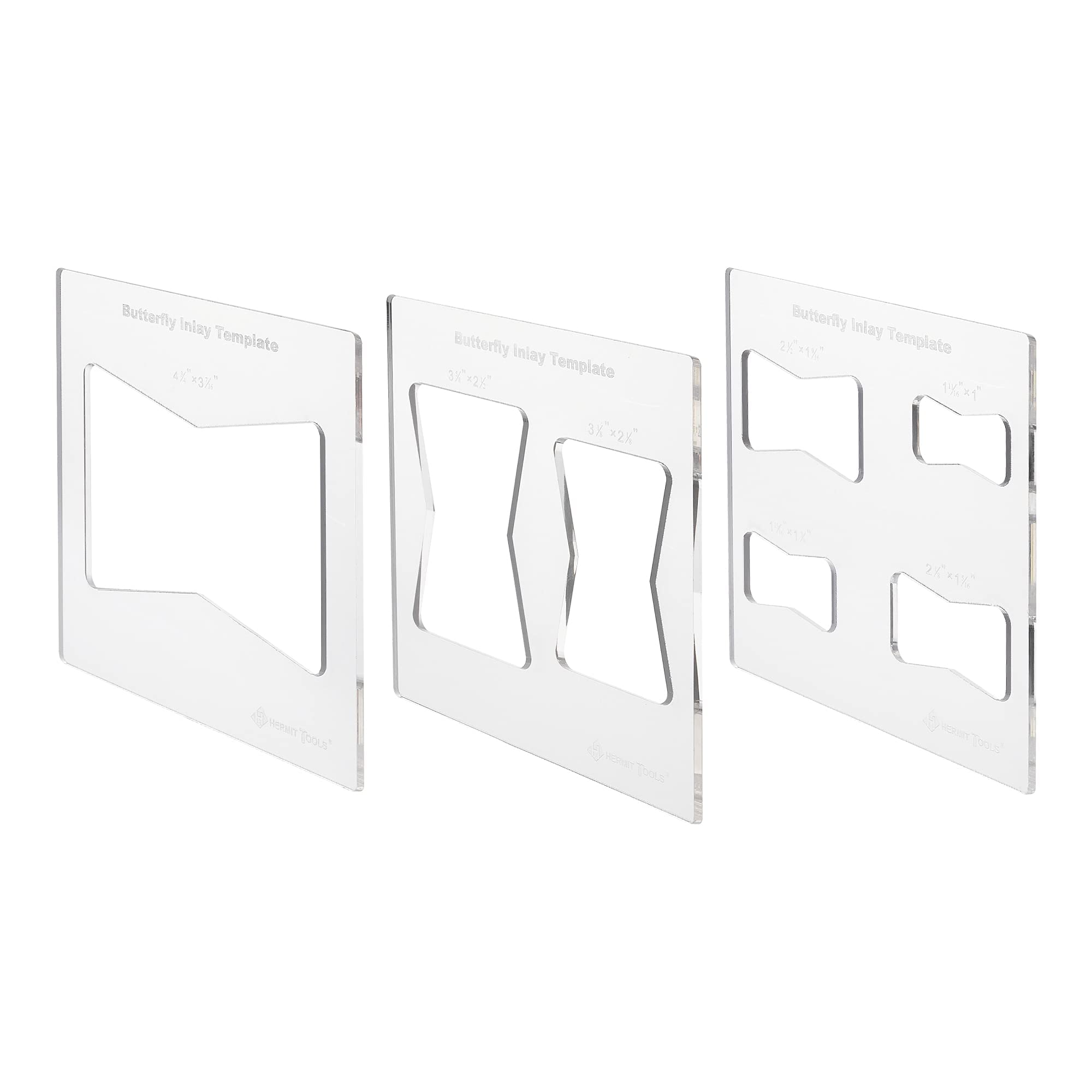 Excefore Butterfly Key Inlay Templates - 4pc Set with Solid Brass Inlay, 1/4" D, 3/4" Cutting Length, 1/4 Shank, 2-1/2 Overall Length