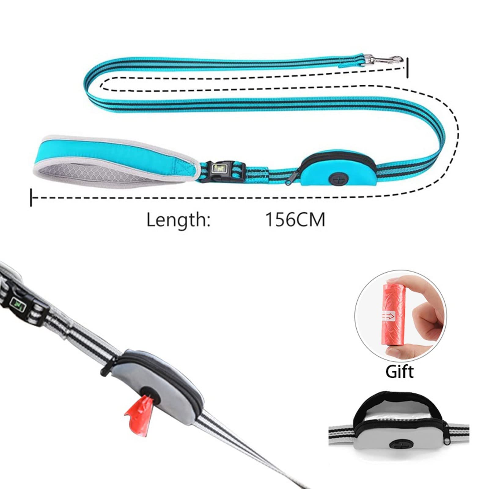 XIANGFAGS Hundeleine Hundeleine Reflektierende Laufleine for Haustiere mit Poop-Tasche Breakaway Long Lead Puppy Walking Rope Zubehör (Color : Blue)