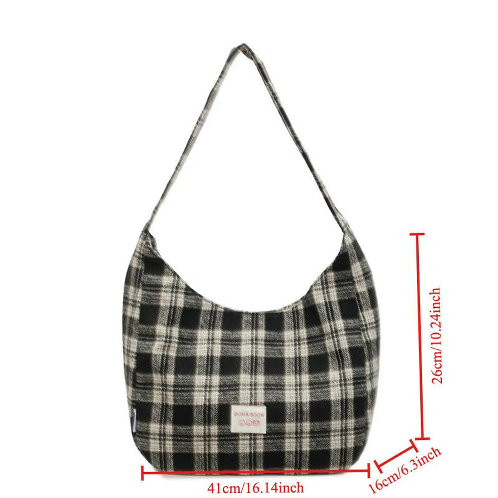 Borsa Donna Elegante Hobo A Quadretti Tracolla Scozzese retrò in Tela Leggera per Le Donne Ogni Giorno-Blu