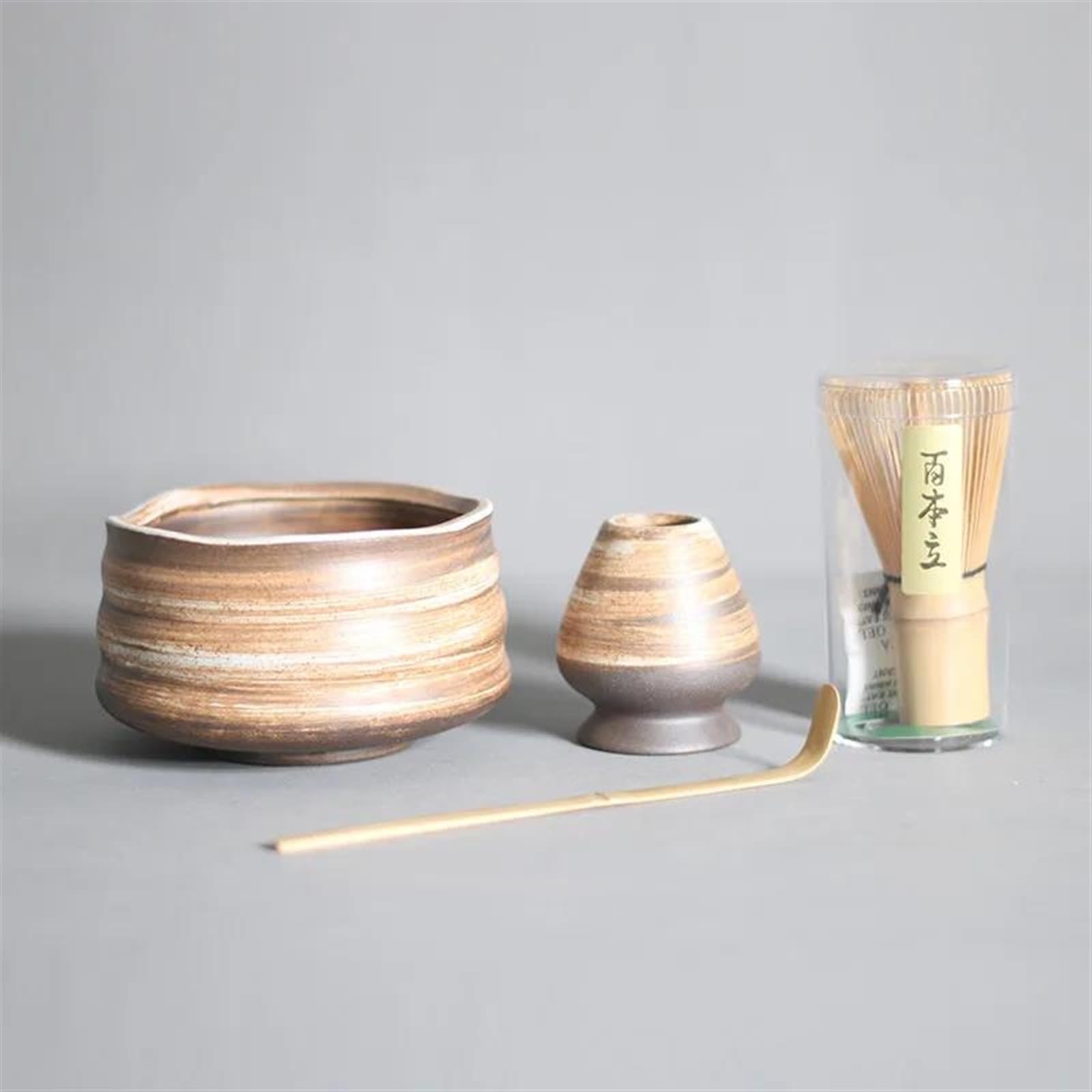 Afternoon Tea Set Tea-Making Tools Accessories Japanese Rough Pottery Bamboo Whisk Tea Spoon Tea Set Indoor Drinks Shop Birthday Gift Tea Set for Adults (Color : A) (A)