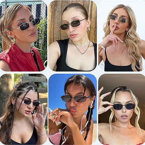 Rectangle Sunglasses for Women 90s Retro Small Narrow Square Frame UV400 Protection3