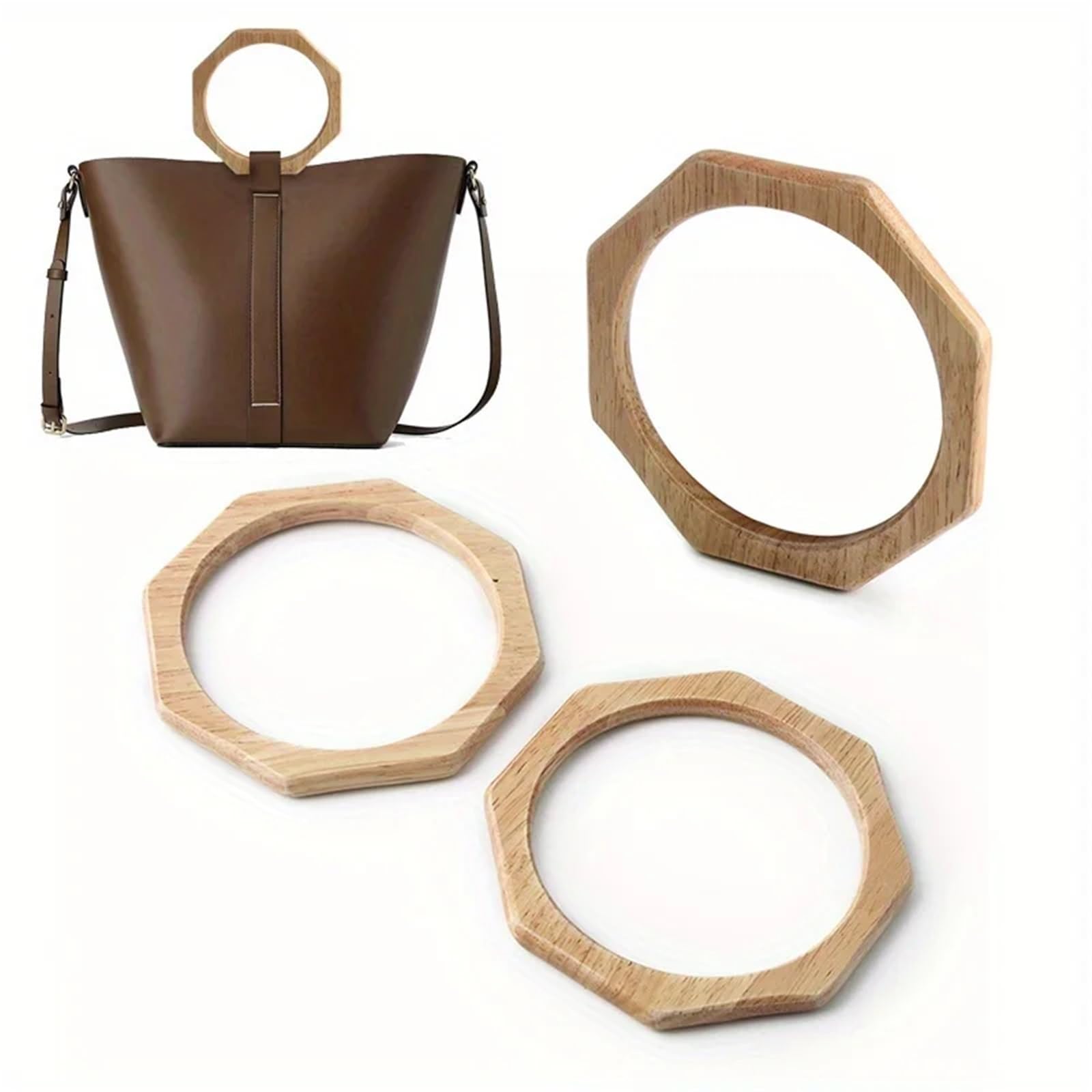 MRKU Asa de Madera para Bolso, Accesorios para Bolsos, Manualidades, Bricolaje, 2 Piezas, Repuesto de Paja Tejida para Manualidades